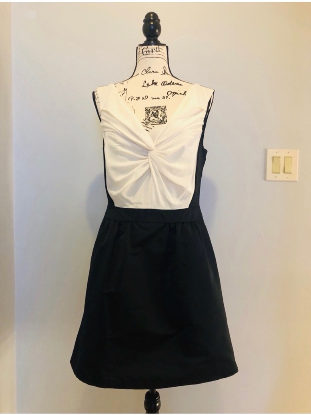 Reiss London Two-Tone Black & White Knot Front Sleeveless Dress